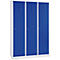 Kledinglocker, 3 deuren, B 1200 x H 1800 mm cilinderslot, lichtgrijs/blauw