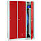 Kledinglocker, 3 deuren, B 1200 x H 1800 mm draaigrendelslot, lichtgrijs/rood