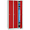 Kledinglocker, 3 deuren, B 900 x H 1800 mm draaigrendelslot, lichtgrijs/rood