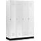 Kledinglocker, 4 compartimenten 300 mm, draaigrendelslot, met fitting, deur lichtgrijs
