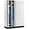 Kledinglocker, 4 compartimenten 300 mm, draaigrendelslot, met fitting, deur lichtgrijs