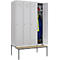 Kledinglocker, 4 compartimenten, 300 mm, draaigrendelslot, zitbank deur lichtgrijs