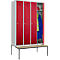 Kledinglocker, 4 compartimenten, 300 mm, draaigrendelslot, zitbank Deur robijnrood