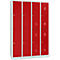 Kledinglocker, 4 compartimenten in twee rijen, B 1170 x H 1950 mm cilinderslot, lichtgrijs/vuurrood