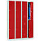 Kledinglocker, 4 compartimenten in twee rijen, B 1170 x H 1950 mm cilinderslot, lichtgrijs/vuurrood