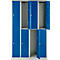 Kledinglocker, 4 compartimenten in twee rijen, B 1170 x H 1950 mm draaigrendelslot, lichtgrijs/gentiaanblauw