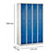 Kledinglocker, 4 compartimenten in twee rijen, B 1170 x H 1950 mm draaigrendelslot, lichtgrijs/gentiaanblauw