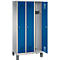 Kledinglocker Evolo S 3000, staal, 3 compartimenten, cilinderslot, blank aluminium RAL 9006/gentiaanblauw RAL 5010