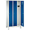 Kledinglocker Evolo S 3000, staal, 3 compartimenten, cilinderslot, lichtgrijs RAL 7035/gentiaanblauw RAL 5010
