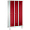 Kledinglocker Evolo S 3000, staal, 3 compartimenten, cilinderslot, lichtgrijs RAL 7035/robijnrood RAL 3003