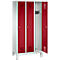 Kledinglocker Evolo S 3000, staal, 3 compartimenten, cilinderslot, lichtgrijs RAL 7035/robijnrood RAL 3003