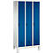 Kledinglocker Evolo S 3000, staal, 3 compartimenten, veiligheidsdraaigrendelslot, lichtgrijs RAL 7035/gentiaanblauw RAL 5010