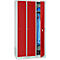 Kledinglocker met 2 compartimenten - stalen - B 1118 x D 500 x H 1800 mm - sokkel - draaigendelslot - lichtgrijs en rood