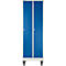 Kledinglocker met 2 compartimenten - stalen - B 600 x D 500 x H 1850 mm - op poten - draaigrendelslot - grijs/blauw - Schäfer Shop Pure