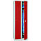 Kledinglocker met 2 compartimenten - stalen - B 600 x H 1800 mm - sokkel - cilinderslot - lichtgrijs en vuurrood