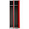 Kledinglocker met 2 compartimenten - stalen - B 600 x H 1800 mm - sokkel - draaislot - lichtgrijs en vuurrood