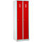 Kledinglocker met 2 compartimenten - stalen - B 600 x H 1800 mm - sokkel - draaislot - lichtgrijs en vuurrood