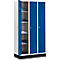 Kledinglocker met 3 compartimenten, 300 mm, draaigrendelslot, met fitting, deur gentiaanblauw