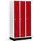 Kledinglocker met 3 compartimenten, 300 mm, draaigrendelslot, met fitting, Deur robijnrood