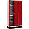 Kledinglocker met 3 compartimenten, 300 mm, draaigrendelslot, met fitting, Deur robijnrood