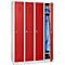 Kledinglocker - stalen - B 1170 x D 500 x H 1800 mm - 4 deuren - draaislot- lichtgrijs en rood