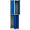 Kledinglocker, twee rijen, 2 x 2 compartimenten, draaigrendelslot, lichtgrijs/gentiaanblauw