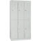 Kledinglocker, twee rijen, 2 x 3 compartimenten, cilinderslot, lichtgrijs RAL 7035/lichtgrijs RAL 7035