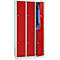 Kledinglocker, twee rijen, 2 x 3 compartimenten, cilinderslot, lichtgrijs RAL 7035/vuurrood RAL 3000