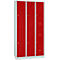 Kledinglocker, twee rijen, 2 x 3 compartimenten, cilinderslot, lichtgrijs RAL 7035/vuurrood RAL 3000
