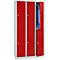 Kledinglocker, twee rijen, 2 x 3 compartimenten, draaigrendelslot, lichtgrijs RAL 7035/vuurrood RAL 3000