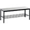 Kleedbank Basic Plus, voor vochtige ruimtes, zonder rugleuning, 4-poots frame zwartgrijs RAL 7021, met schoenenrek, B 1000 mm, decor zilvergrijs
