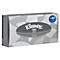 Kleenex-Taschentücherpackung, grau, mit Logo und Aufschrift "100 Jahre".