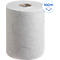 Rolle Toilettenpapier mit gepunktetem Muster. Kleenex Schriftzug. Aufkleber 100m.