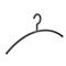 Grijze plastic kledinghanger, gebogen, met haak.