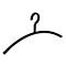 Een zwarte plastic kledinghanger. De haak wijst naar boven, de kleerhanger is licht gebogen.