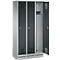 kleerkast Evolo S 3000, 3 compartimenten, staal, sokkelhoogte 100 mm, cilinderslot, wit aluminium/antraciet, 3 compartimenten, staal, sokkelhoogte 100 mm, cilinderslot, wit aluminium/antraciet