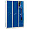 Kleiderspind, 6 Abteile, mit Sockel, 6 Fächer, mit Z-Türen, Drehriegelverschluss, lichtgrau/blau