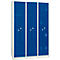 Kleiderspind, 6 Abteile, mit Sockel, 6 Fächer, mit Z-Türen, Drehriegelverschluss, lichtgrau/blau