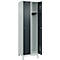 Kleiderspind C+P Evolo Plus, 2 Abteile, 300 mm Abteilbreite, mit Füßen, Anschlag rechts, Zylinderschloss, B 600 x T 500 x H 1950 mm, lichtgrau/anthrazitgrau