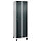 Kleiderspind C+P Evolo Plus, 2 Abteile, 300 mm Abteilbreite, mit Füßen, Anschlag rechts, Zylinderschloss, B 600 x T 500 x H 1950 mm, weißaluminium/anthrazitgrau