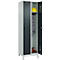 Kleiderspind C+P Evolo Plus, 2 Abteile, 300 mm breit, mit Füßen, Sicherheits-Drehriegel, B 600 x T 500 x H 1950 mm, lichtgrau/anthrazitgrau
