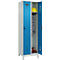 Kleiderspind C+P Evolo Plus, 2 Abteile, 300 mm breit, mit Füßen, Sicherheits-Drehriegel, B 600 x T 500 x H 1950 mm, lichtgrau/lichtblau