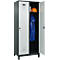 Kleiderspind C+P Evolo Plus, 2 Abteile, 400 mm Abteilbreite, mit Füßen, Anschlag rechts, B 800 x T 500 x H 1950 mm, Drehriegel, anthrazitgrau/lichtgrau