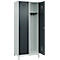 Kleiderspind C+P Evolo Plus, 2 Abteile, 400 mm Abteilbreite, mit Füßen, Anschlag rechts, B 800 x T 500 x H 1950 mm, Drehriegel, lichtgrau/anthrazitgrau