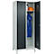 Kleiderspind C+P Evolo Plus, 2 Abteile, 400 mm Abteilbreite, mit Füßen, Anschlag rechts, B 800 x T 500 x H 1950 mm, Drehriegel, lichtgrau/anthrazitgrau