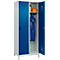 Kleiderspind C+P Evolo Plus, 2 Abteile, 400 mm Abteilbreite, mit Füßen, Anschlag rechts, B 800 x T 500 x H 1950 mm, Drehriegel, lichtgrau/enzianblau