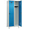 Kleiderspind C+P Evolo Plus, 2 Abteile, 400 mm Abteilbreite, mit Füßen, Anschlag rechts, B 800 x T 500 x H 1950 mm, Drehriegel, lichtgrau/lichtblau