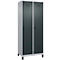 Kleiderspind C+P Evolo Plus, 2 Abteile, 400 mm Abteilbreite, mit Füßen, Anschlag rechts, B 800 x T 500 x H 1950 mm, Drehriegel, weißaluminium/anthrazitgrau
