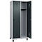 Kleiderspind C+P Evolo Plus, 2 Abteile, 400 mm Abteilbreite, mit Füßen, Anschlag rechts, B 800 x T 500 x H 1950 mm, Drehriegel, weißaluminium/anthrazitgrau