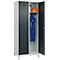 Kleiderspind C+P Evolo Plus, 2 Abteile, 400 mm Abteilbreite, mit Füßen, Anschlag rechts, B 800 x T 500 x H 1950 mm, Zylinder, lichtgrau/anthrazitgrau